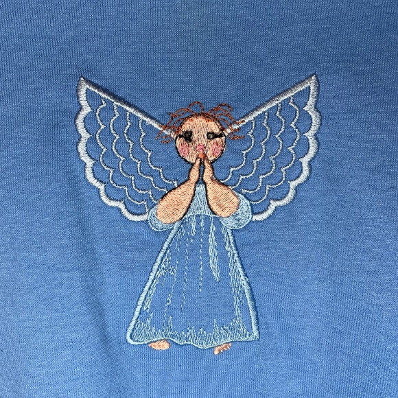 Light blue Tshirt with embroidered angel in L - Picture 2 of 4